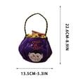 thumbnail image 4 of Yyuenw 4 Pcs Velvet Halloween Trick or Treat Bags, Pumpkin Witch Embroidered Handheld Candy Pouch, Reusable Color Block Handle Gift Bag for Party Festival Decor, 4 of 8