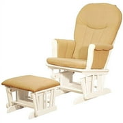 Deluxe Glider With Ottoman - White/beige