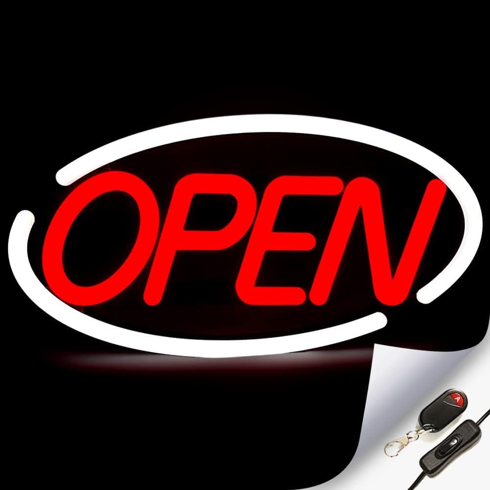 Large Flashing LED Neon Open Sign Light for Businesses with Remote