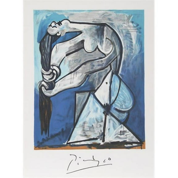Pablo Picasso  Ne Se Tordant les Chevaux- Lithograph on Paper 29 In. x 22 In. - Blue- Black- Gray