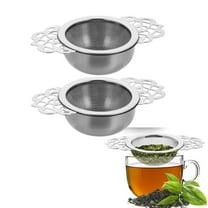 2 Pack Tea Strainers with Drip Bowls, Stainless Steel Loose Leaf Tea Strainers with Double Winged Handles Extra Fine Mesh Tea Infuser Brew Loose Leaf Tea, Spices, Seasonings, Silver