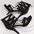 thumbnail image 3 of Top Moda Pebble-2 Women's Open Toe Lace Up Cut-Out Heel Platform Gladiator Nubuck Sandals Black 7, 3 of 7