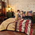 thumbnail image 3 of Manfei Retro Manuscript Twin Bedding, Vintage US Flag Bedding Comforter Set, Red White Blue, Black Reversible 7 Pieces, 3 of 6