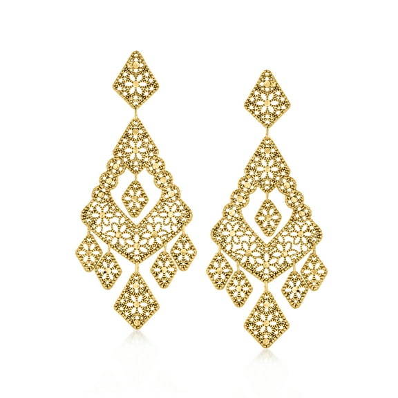 Ross-Simons Italian 18kt Gold Over Sterling Vintage-Style Drop Earrings, Women's, Adult