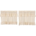thumbnail image 2 of VHC Brands Muslin Ruffled Bleached White Tier Set of 2 Farmhouse Cotton Window Treatment for Living Room or Kitchen 24" Lx36 W, 2 of 11