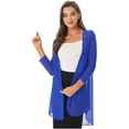 thumbnail image 2 of Zaldita Womens Lightweight Chiffon Open Front Long Kimono Cardigan High Low Curved Bolero Shrug Royal Blue 5XL, 2 of 7