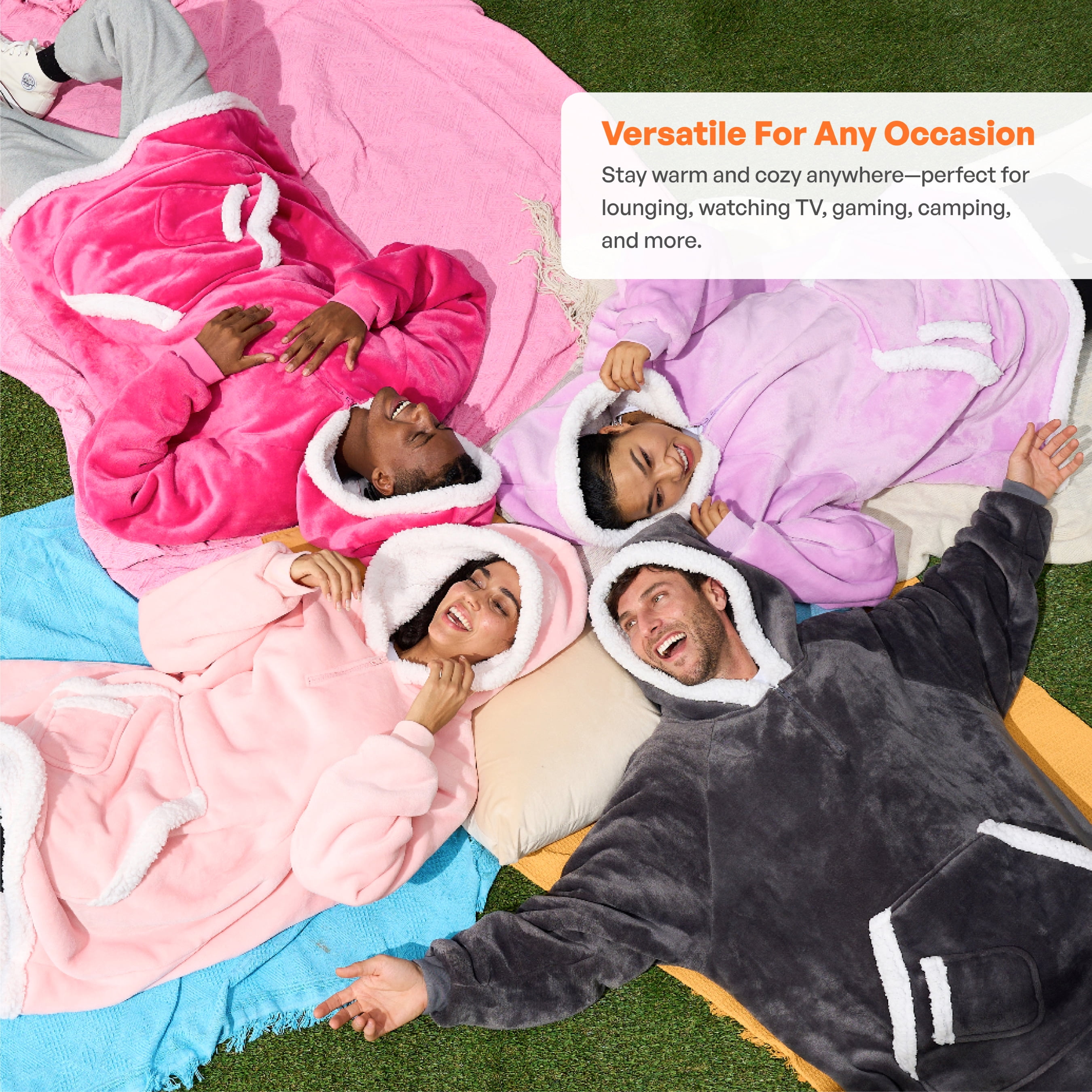 Joyfy Wearable Blanket Hoodie,Oversize Hoodie Fleece Sweatshirt Wearable Blanket for Women and Men,Clothing Gift for Women Men Mom Dad,Giant Hood Pocket and Sleeves for Adult(Pink,Standard)