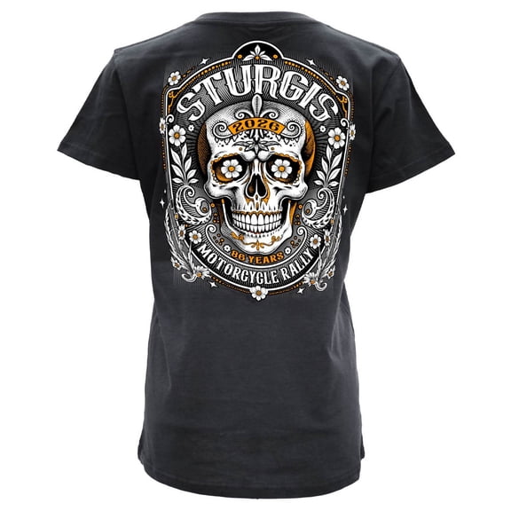 2026 Ladies Sturgis Motorcycle Rally Rushmore Black Short Sleeve V-Neck T-Shirt - SPL1949 Large