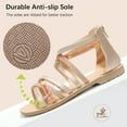 thumbnail image 4 of Berhood Girls Gladiator Sandals Open Toe Strappy Dress Summer Flat Sandals with Back Zipper Gold 13 Little Kid, 4 of 6