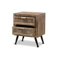thumbnail image 2 of Calida Mid-Century Modern Whitewashed Natural Brown Finished Wood and Rattan 2-Drawer Nightstand, 2 of 5
