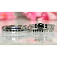 thumbnail image 5 of Hitanshu Jewels His & Her 3Pc Black CZ Trio Wedding Ring Set in Silver Finish – Bridal Engagement Matching Bands, 5 of 7