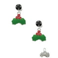thumbnail image 2 of Delight Jewelry Silvertone Christmas Holly & Red Crystal Berries Black Crystal Clip on Earrings, 2 of 5