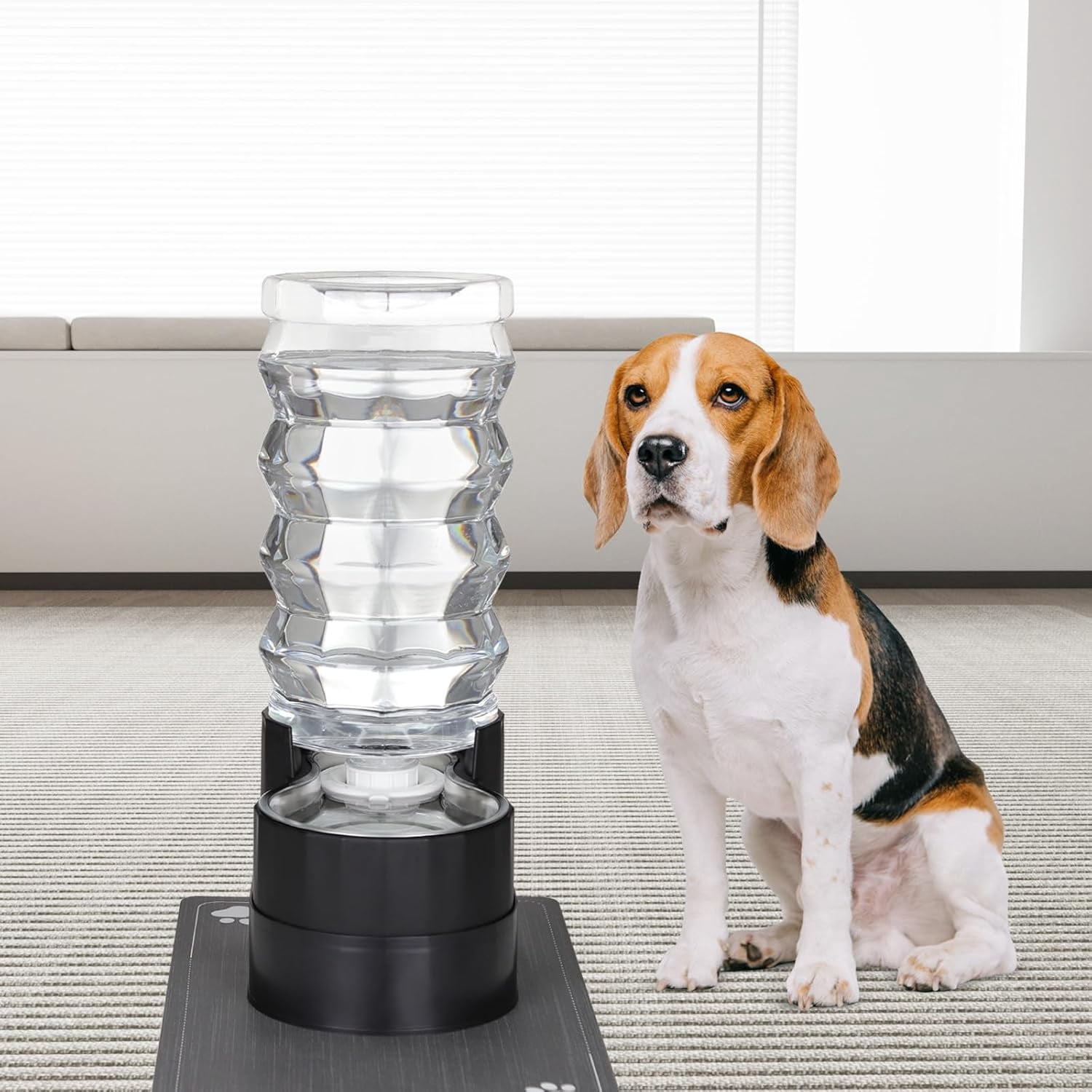 Dog Water Dispenser Bowl: 9L Large Black Automatic Stainless Steel Pet Feeder with Triple Filter and Specialized Brush - for Dogs Good for Joint Health - Garden Garage
