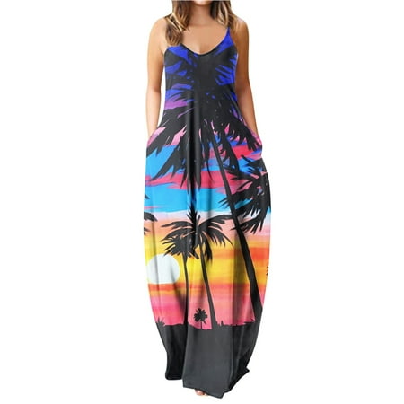 

Qufokar Maternity Outfits for Women Fall Womens Ruffle Dress Women Loose Dress V Neck Sleeveless Dress Long Maxi Casual Dress Boho Beach Fashion Sundresses With Pocket