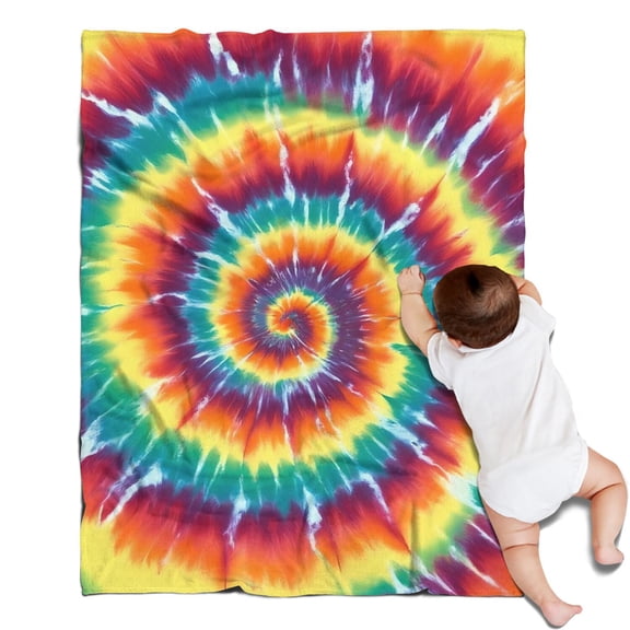 Colorful Rainbow Tie Dye Spiral Pattern Blanket,Comfortable Soft Flannel Throw Blanket,All Season,Warm Lightweight Blankets for Sofa Bed Couch Living Room Chair,30"x40"