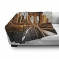 thumbnail image 3 of United States Soft Flannel Fleece Throw Blanket, Early Morning on Famous Brooklyn Bridge NYC Architecture, Cozy Plush for Indoor and Outdoor Use, 50" x 70", Pale Brown Pale Blue, by Ambesonne, 3 of 6