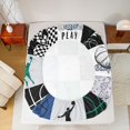 thumbnail image 4 of Manfei Boys Sport Fitted Sheet Full, Basketball Patchwork Bed Set, Navy Green 3 Pieces, 1 Fitted Sheet and 2 Pillowcases, 4 of 6