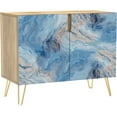 thumbnail image 3 of PixonSign Sideboard Buffet Cabinet, Kitchen Storage Cabinet with 2 Doors, Blue & Gray Marble Granite Pattern, Cupboard Console Table for Dining Room - 35" L x 18" W x 29" H, 3 of 5
