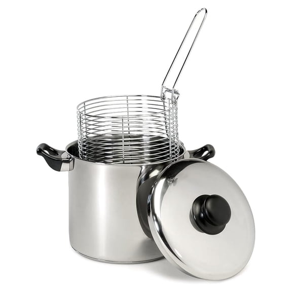 6 Quart Stainless Steel Stove Top Deep Fryer,Silver