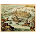 thumbnail image 2 of De Hooghe 14x12 Gold Ornate Wood Framed with Double Matting Museum Art Print Titled - Nafplio Conquest Greece - DeHooghe 1686, 2 of 4