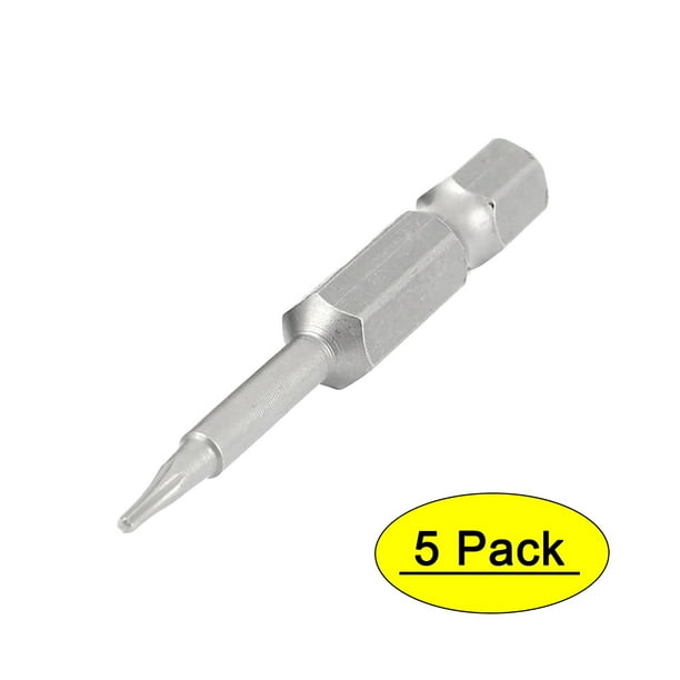 5pcs 1/4" Hex Shank 1.4mm Tip T5 Torx Screwdriver Bits 50mm