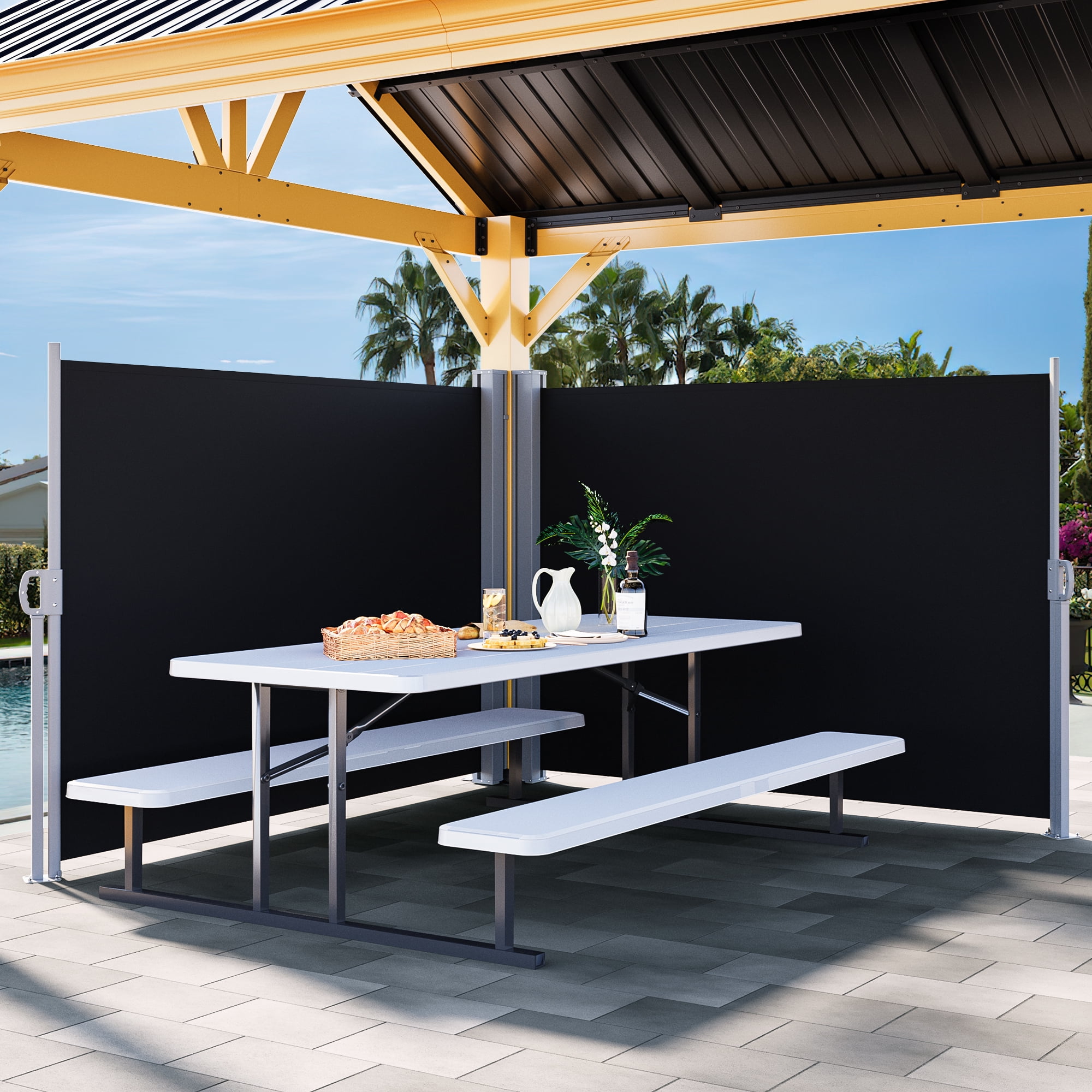 Retractable Side Awning 118''X 63'', Folding Privacy Screen Privacy Fence, Waterproof UV