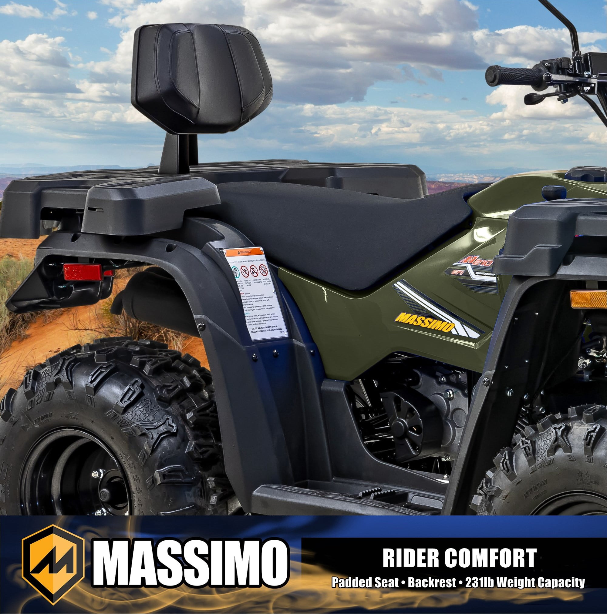Massimo MSA210 Adult ATV 177cc Quad All-Terrain Vehicle - Green