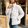 thumbnail image 4 of IUYRTFE Women's Corduroy Quilted Coat with Pockets Button Down Stand Collar Winter Warm Outerwear, 4 of 6