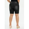 thumbnail image 5 of CASSIE LIZ Women's Plus Size Cut Off Shorts Jeans 3X Black Elastic Waist Shorts Pocket Casual Pants Summer Shorts Pants 3XL 24W, 5 of 6