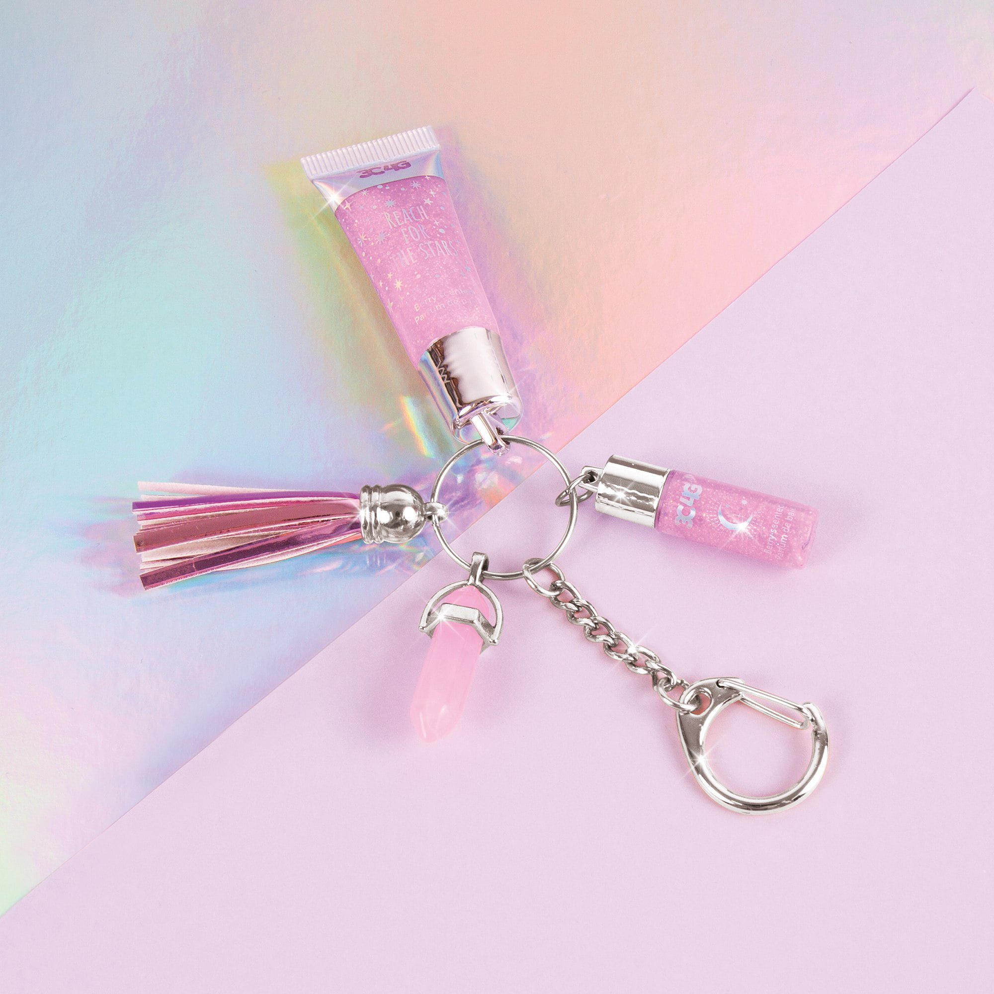 Pink Hippo Strawberry Lip Gloss With Plastic clip Key Chain KEKC5135 -  Wholesale Jewelry & Accessories