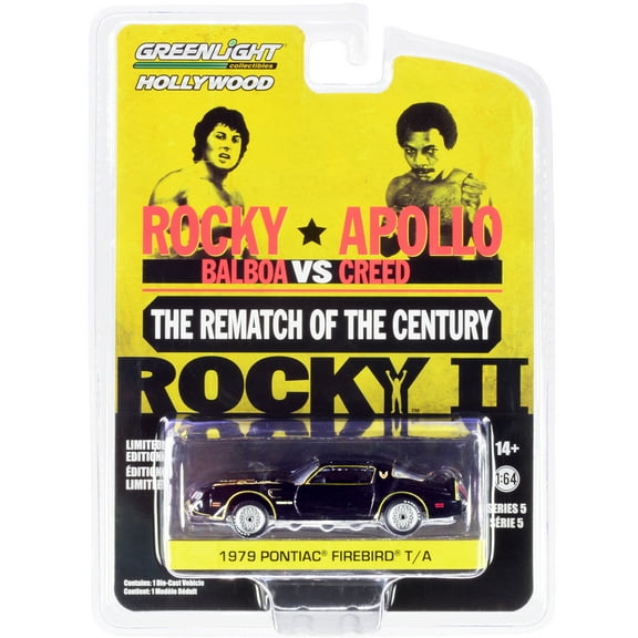 1979 Pontiac Firebird Trans Am T/A Black with Hood Bird "Rocky II" (1979) Movie 1/64 Diecast Model Car by Greenlight
