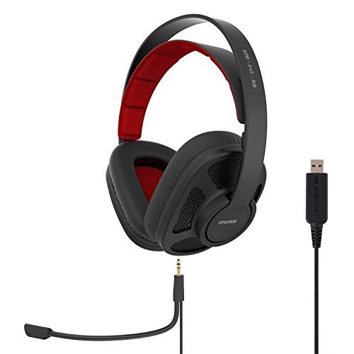 Audífonos de juego Koss GMR-545-AIR USB con dos cables y micrófono incluido, diseño abierto, cable USB, negros