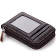 thumbnail image 1 of Gupgi Men Card Bag Genuine Leather Solid Color RFID Blocking Zipper Wallet, 1 of 3