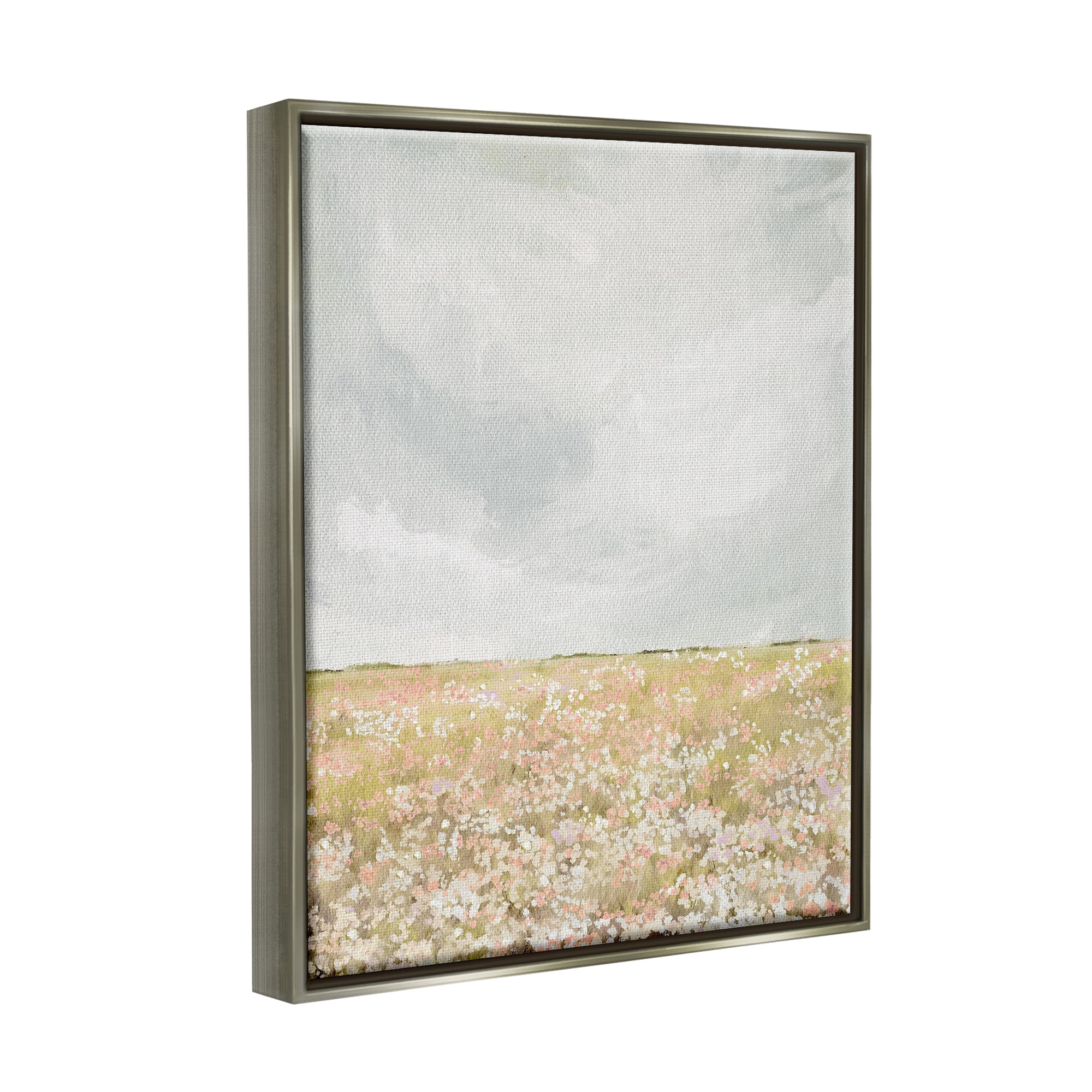 Stupell Industries Cloudy Abstract Meadow Landscape Painting Gray Floater Framed Canvas Art Print Wall Art, 17 x 21
