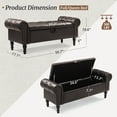 thumbnail image 3 of Dycanpo 50in Storage Bench with Arms, Faux Leather Upholstered Ottoman Bench for Bedroom, Brown, 3 of 7