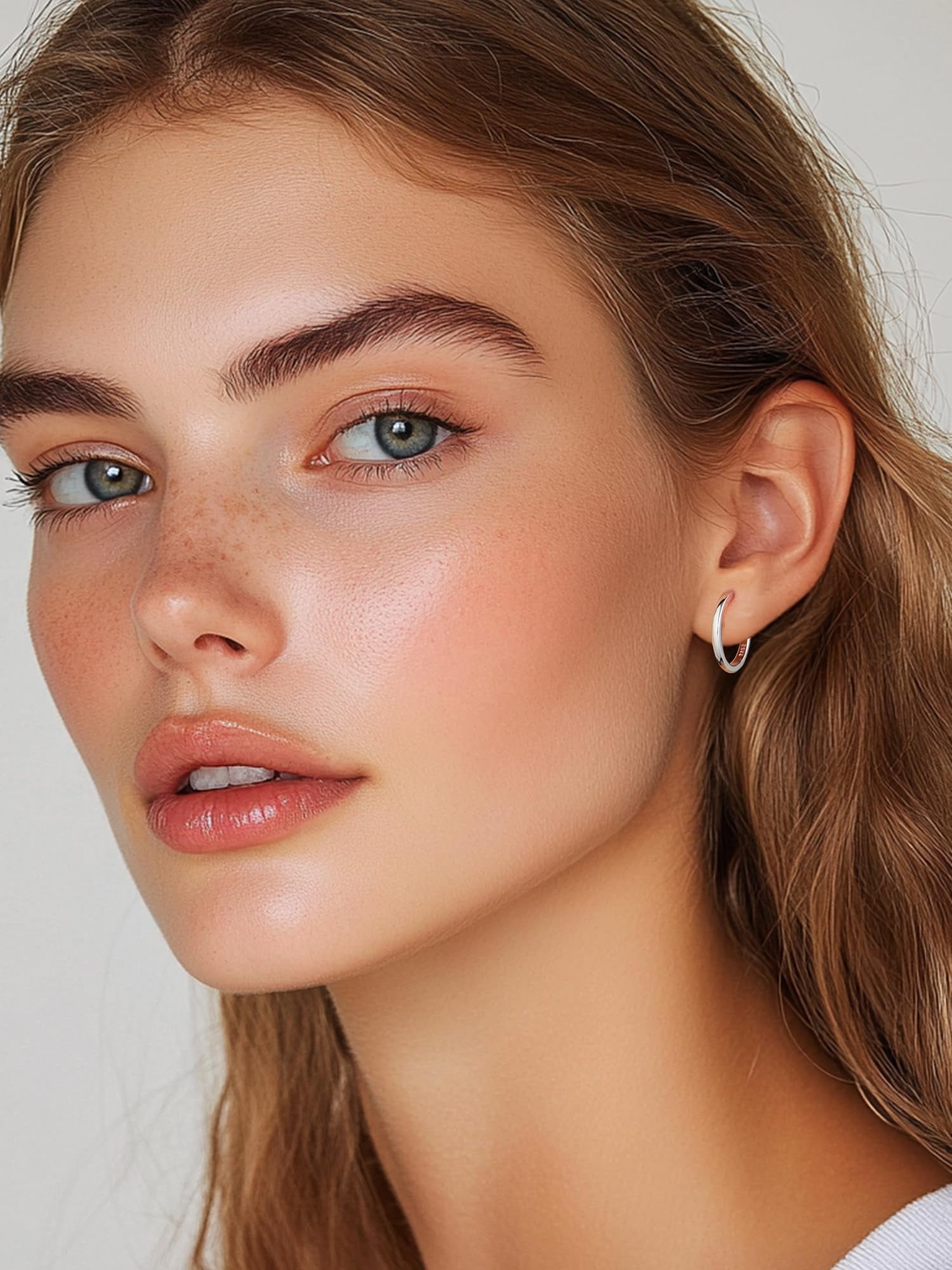 ChicSilver Hypoallergenic 925 Sterling Silver Huggie Hoop Earrings Lightweight Small Hoop Earrings for Women Silver 14MM