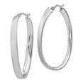 thumbnail image 2 of Sterling Silver Rhodium Satin Oval Hoop Earrings, 2 of 2