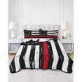 thumbnail image 2 of Twin Quilt Bedding Set, Red American Flag Reversible Summer Quilt 3 Pieces, Vintage USA Flag Stars Lightweight Bedspreads Coverlets with 2 Pillow Shams for All Seasons, 2 of 5