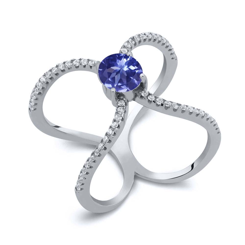 1.48 Ct Round Blue Tanzanite AAAA 925 Sterling Silver Ring by