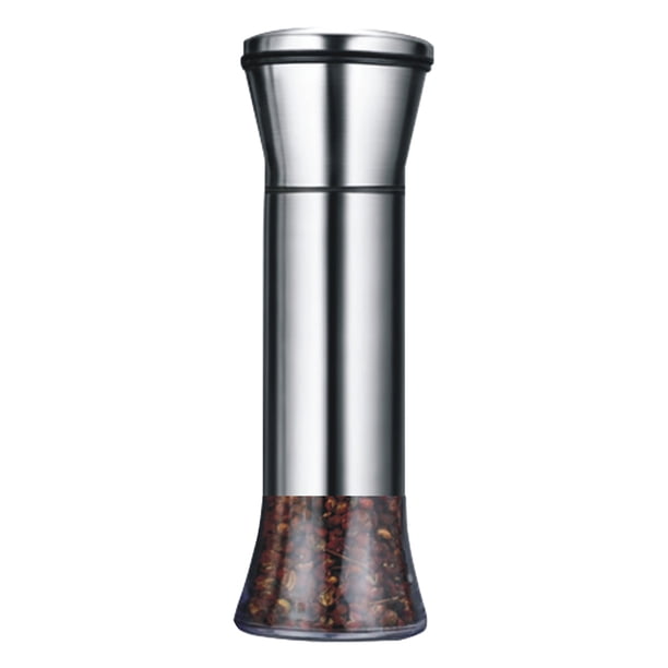 Molinillo de acero inoxidable rellenable Dinheiro – Molinillo de pimienta negra ajustable, molinillo de especias fresco de larga duración, licuadora de vidrio que se puede utilizar para pimienta,