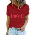 thumbnail image 2 of BLTIBY Valentine's Day Sweatshirts for Women Spring Summer Short Sleeve Crewneck Funny Love Heart Graphic Valentines Shirts Valentines Fashion Casual Pullover Tops Red L, 2 of 5
