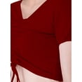 thumbnail image 5 of eloria Women's Casual Lycra Ruched Design V Neck Short Sleep Crop Top, Color : Marron, 5 of 7