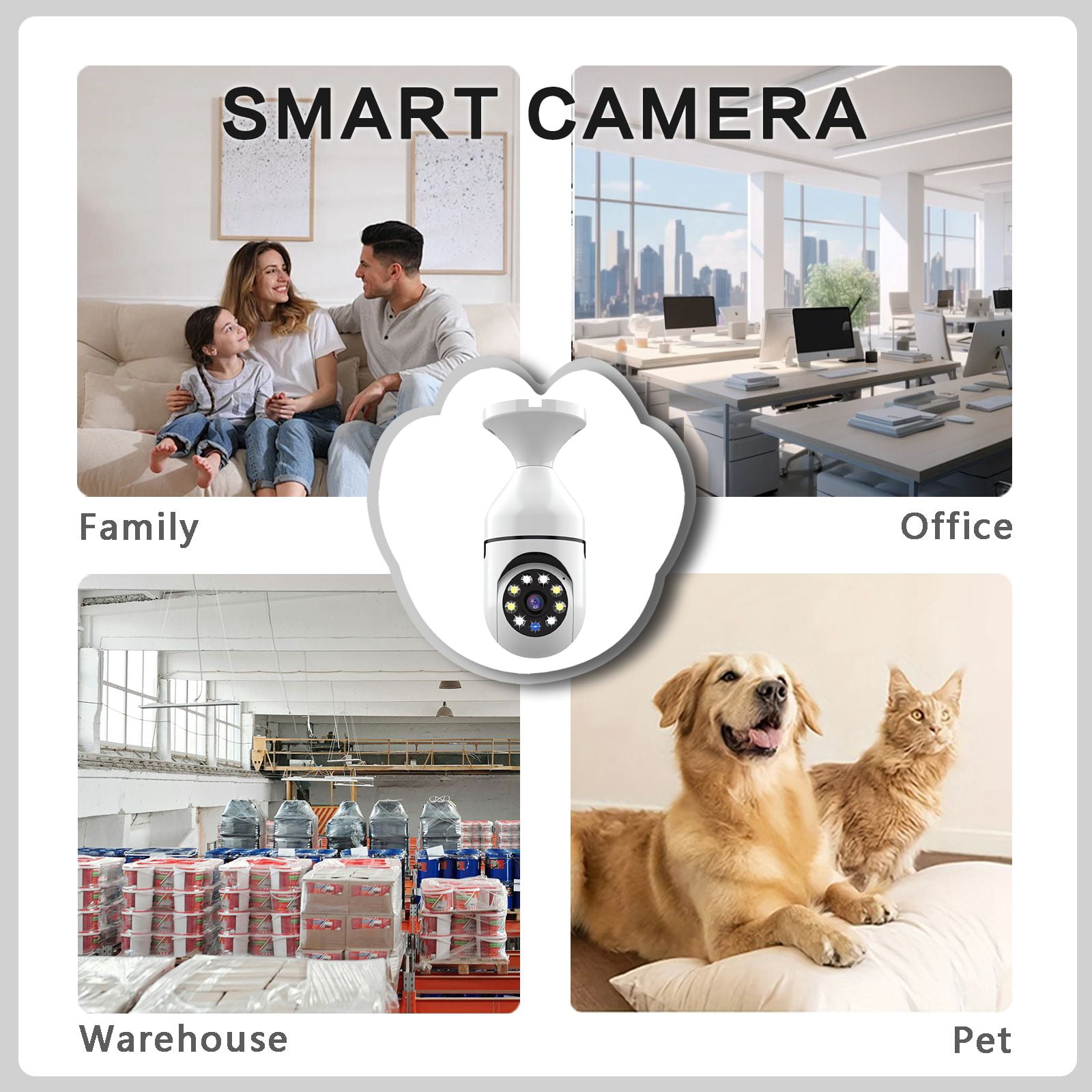 2 Pack Outdoor Bulb Security Camera, HD Wireless 360° Panoramic View, Motion Detection & Alarm, 2-Way Audio, Night Vision