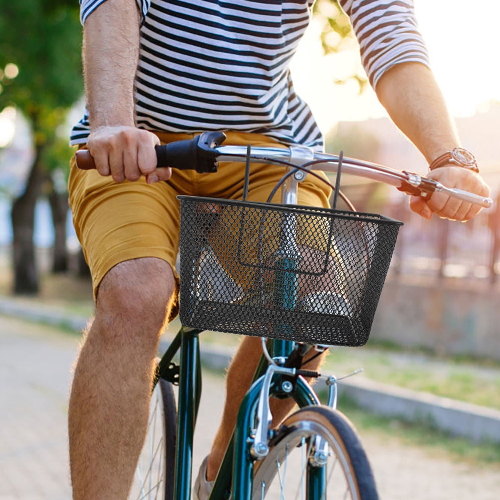 HOMEMAXS 2Pcs Bike Front Basket Large Bike Basket Metal Basket Bike Vegetable Basket Front Hanging Basket for Bike