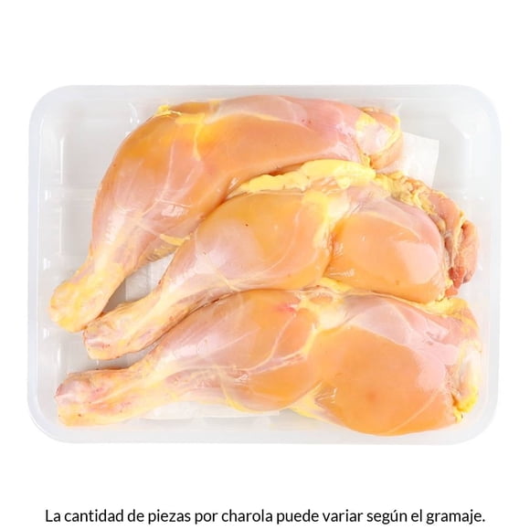 Pierna y muslo de pollo sin piel por kg  peso aprox por charola 800 g