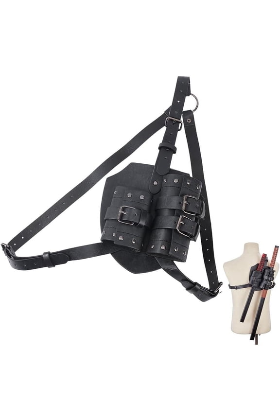 Medieval Back Frog Double Sheaths Adjustable Case Leather Belt Warrior Costume for DIY handcrafting