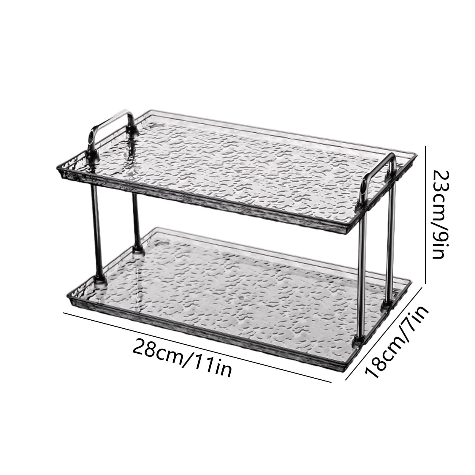 2-Tier Transparent Bathroom Kitchen Organizer, Organizer Shelf for Storage, Under Sink Organizers Vanity Rack for Countertops, Cosmetics, and Dressers