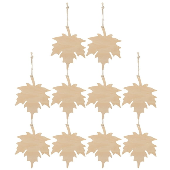 21PCS Hanging Leaf Wooden Ornaments Craft Kit Paintable Wood Maple Leaf Cutouts