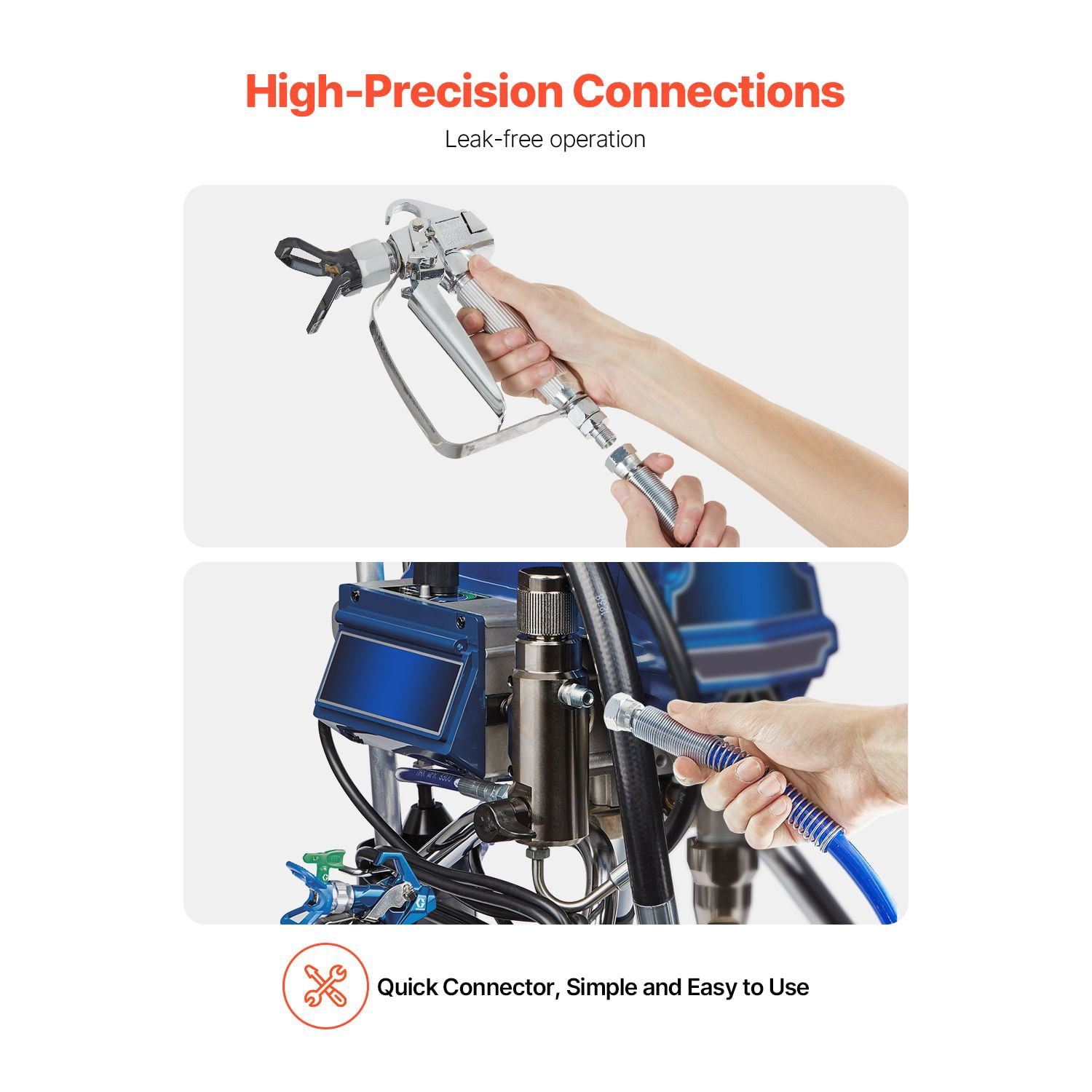 50ft Airless Paint Sprayer Hose, 1/4" Connector, 4350 PSI Burst Pressure, Explosion-Proof, Multi-Layer Construction for Professional Spraying