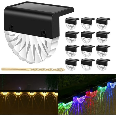 

Solar Deck Lights Outdoor Waterproof Led Solar Fence Lights Solar Step Lights Warm White/Color Glow Outdoor Lighting for Backyard Patio Outside Stairs Yard Railing Lights 12 Pack